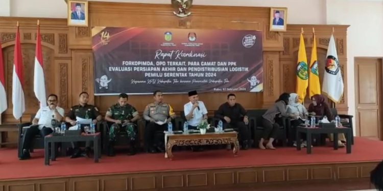 KPU Bersama Forkompinda Tebo Gelar Rapat Evaluasi Pemantapan Pemilu 2024
