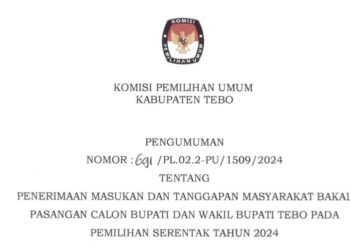 KPU Menerima Masukan dan Tanggapan Masyarakat Terhadap Pasangan Bakal Calon Bupati dan Wakil Bupati Tebo