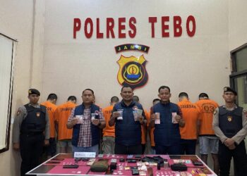 Polres Tebo Bekuk 9 Tersangka dan Sita 72 Gram Sabu