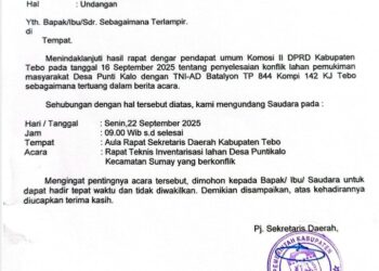 Pemkab Tebo Cepat Tanggap Bahas Konflik Lahan Punti Kalo, Undang TNI-AD dan Warga