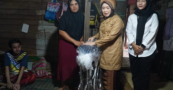 Hj. Hesti Haris Serahkan Kursi Roda dan Dampingi Terapi Pengobatan Warga Tunas Mudo Muaro Jambi
