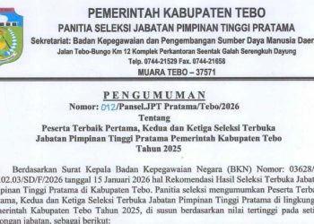 Lengkap! Ini Daftar Tiga Besar Seleksi Terbuka Sekda dan Kepala OPD Kabupaten Tebo